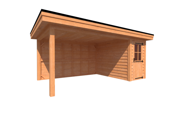 Tuinhuis met veranda plat dak 150 x 300 + 400cm