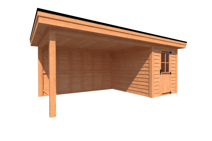 Tuinhuis met veranda plat dak 200 x 300 + 400cm