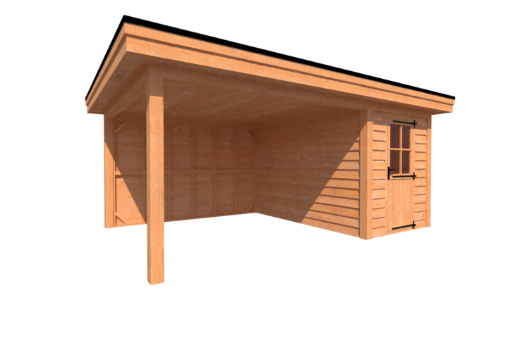 Tuinhuis met veranda plat dak 200 x 350 + 350cm