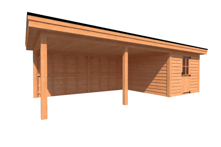 Tuinhuis met veranda plat dak 300 x 350 + 550cm