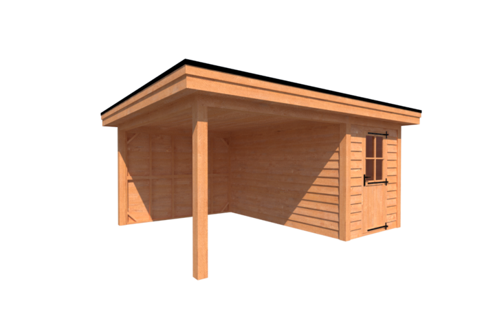 Tuinhuis met veranda plat dak 150 x 400 + 300cm