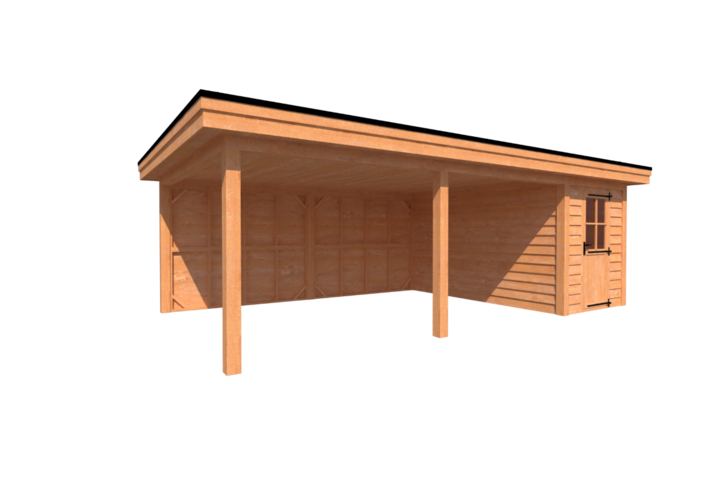 Tuinhuis met veranda plat dak 150 x 400 + 550cm