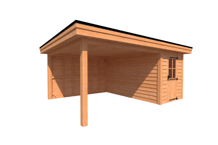 Tuinhuis met veranda plat dak 200 x 400 + 350cm