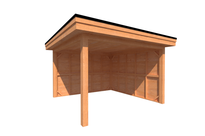 Houten veranda plat dak 350 x 350cm