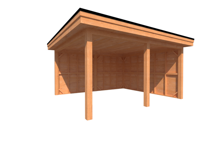 Houten veranda plat dak 450 x 400cm