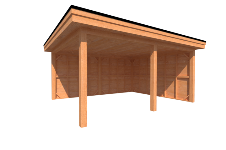 Houten veranda plat dak 500 x 400cm