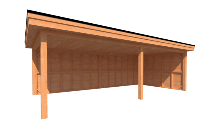 Houten veranda plat dak 750 x 350cm