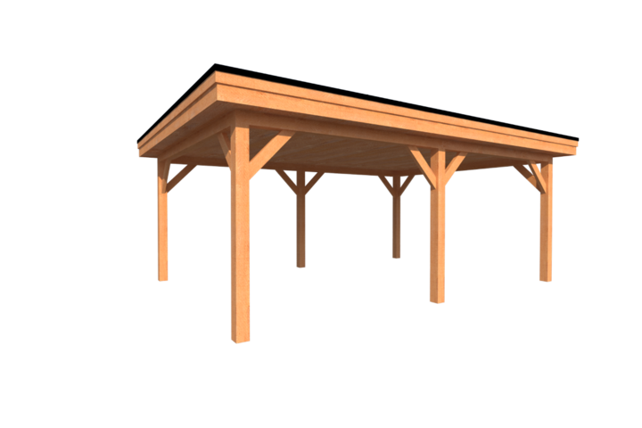 Houten carport plat dak 600 x 400cm