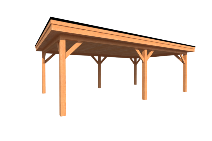 Houten carport plat dak 750 x 400cm