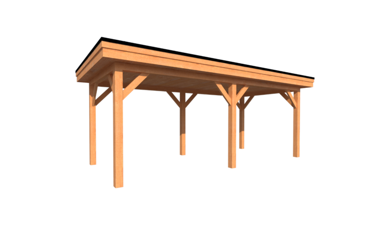 Houten carport plat dak 650 x 250cm