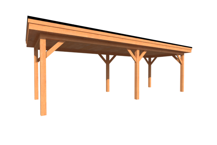 Houten carport plat dak 750 x 250cm