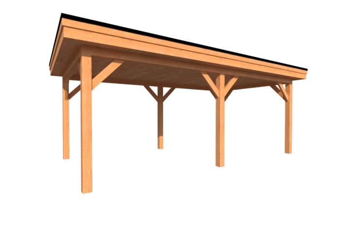 Houten carport plat dak 600 x 300cm