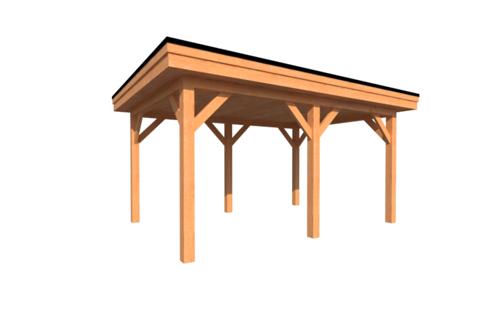 Houten carport plat dak 450 x 350cm