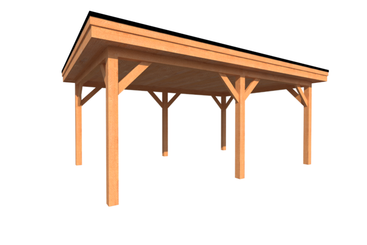 Houten carport plat dak 500 x 350cm