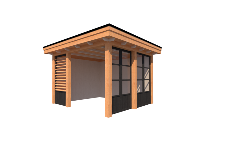 Houten veranda plat dak 350 x 300cm
