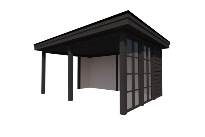 Houten veranda plat dak 500 x 350cm