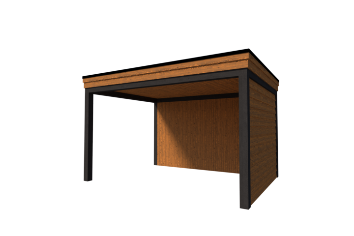 Houten veranda plat dak 400 x 300cm zonder overstek