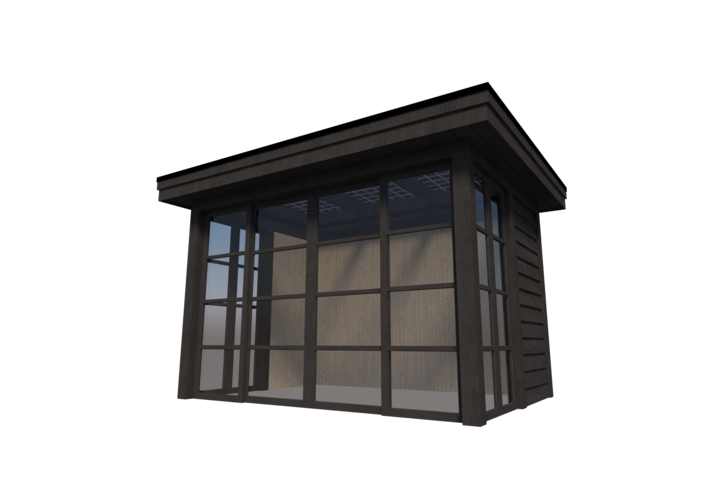 Buitenkamer veranda plat dak 350 x 250cm met zonnepanelen